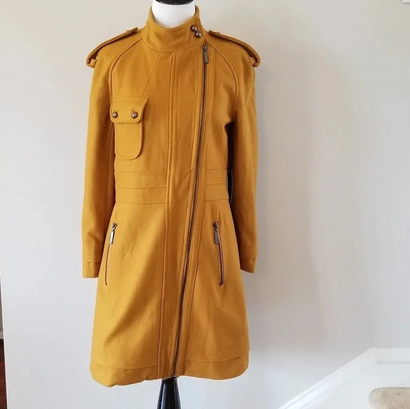 NWT Vertigo Wool Blend Mustard Peacoat S - Picture 2 of 10